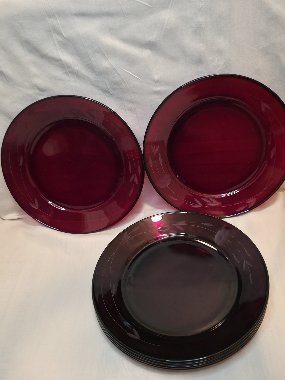 Princess House Deep Ruby Glass Dinner Plates - Set of 6